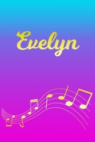 Evelyn: Sheet Music Note Manuscript Notebook Paper Pink Blue Gold Personalized Letter E Initial Custom First Name Cover Musician Composer Instrument Composition Book 12 Staves a Page Staff Line Notepa 1706624840 Book Cover