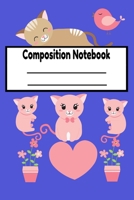 Composition Notebook: Kawaii Kitty Cat Wide Ruled Lined College Students Kity Journal For Back To School also used by Grades K-2 Preschool Boys Girls who love Cat Faces 1686477546 Book Cover