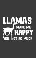 Llamas Make Me Happy You Not So Much: Llamas Make Me Happy You Not So Much - Funny Cute Notebook Gift No Prob LLama No Drama Mama ! With Alpaca Llamacorn on a Doodle Diary Book - For Como se Llama Squ 1074737326 Book Cover
