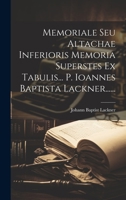 Memoriale Seu Altachae Inferioris Memoria Superstes Ex Tabulis... P. Ioannes Baptista Lackner...... 1020548673 Book Cover