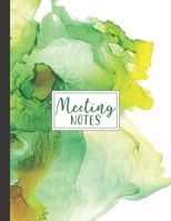 Meeting Notes: Designed For Busy Executive Assistants Record Keeping Planner Professional Office and Small Business Moss Apple Green Abstract Ink Cover 170587066X Book Cover