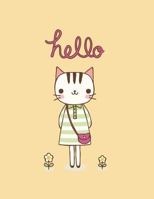 Hello: Cute cat on yellow cover and Dot Graph Line Sketch pages, Extra large (8.5 x 11) inches, 110 pages, White paper, Sketch, Draw and Paint 1721574336 Book Cover