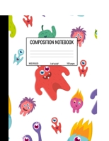 Composition Notebook: Wide Ruled Notebook for Students, Journal Black and White Cute Monster Saying Hi Doodle 1693879980 Book Cover