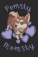 Pomsky Momsky: A blank lined composition journal for pomsky moms with purple hearts 6x9 100 pages 1097918165 Book Cover