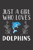 Just A Girl Who Loves Dolphins: Funny Dolphins Lovers Girl Women Gifts Lined Journal Notebook 6x9 120 Pages 1712722344 Book Cover