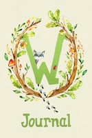 Cute Woodland Critter Journal with Initial: Cute Woodland Raccoon Journal with Green Initial 'W' 1695710436 Book Cover