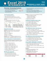 Excel 2019 Intermediate Reference and Cheat Sheet : Functions, Formatting, Security, and Shortcuts 164188049X Book Cover