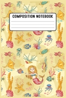Composition notebook: Animal Lover Wide Ruled Paper Notebook Journal. Cute Baby Pink & White Wide Cartoon Mermaid Blank Lined Workbook for Teens Kids Students Girls for Home School College for Writing 1697487874 Book Cover