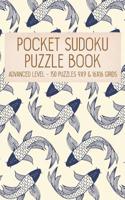 Pocket Sudoku Puzzle Book: Advanced Level - 150 puzzles 9x9 & 16x16 grids Koi Fish Pattern Blue Travel Size Paperback Notebook 1083078917 Book Cover