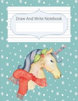 Draw And Write Notebook: Snowflakes And Unicorn Story Paper Notebook For Kids, Black & White Blank Handwriting & Sketch Notebook For Primary, Kindergarten, K-3rd, Story Space & Dotted Mid-Line Noteboo 1676744320 Book Cover