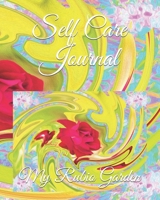 Self Care Journal: Painted Red Rose on Yellow and Blue Abstract 1677211210 Book Cover