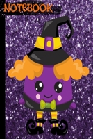 Notebook: Halloween Decorations/Kawaii WITCH Books Cool Novelty Gifts/Purple FAUX SEQUINS/Writing Daily Journal/College Ruled Lined Cream Paper/For School Children Kids Girls Teens Women/Back To Schoo 1695391446 Book Cover