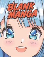 Blank Manga Comic Notebook [8.5x11][150pages]: Create Your Own Anime Manga Comics with many templates, blue hair girl 1674615965 Book Cover