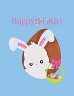 Happy Easter: Large Sketchbook: Blue Easter Bunny Themed Drawing Activity Book For Boys & Girls To Create Their Own Works Of Art B085KJSC5V Book Cover