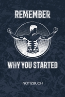 Remember Why You Started: Bodybuilder Notizbuch A5 Kariert - Kraftsportler Heft - Fitness Notizheft 120 Seiten KARO - Fitness Zitat Notizblock Bodybuilder Spruch Motiv - Fitnesstrainer Geschenk 1703180321 Book Cover