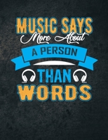 Music Says More About A Person Than Words: Blank Sheet Music Notebook: Music Manuscript Paper Book For Musicians / Pianist / Composers / Song Writers - 12 staves, 100 pages, 8.5x11 1691053023 Book Cover