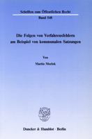Die Folgen Von Verfahrensfehlern Am Beispiel Von Kommunalen Satzungen 3428065174 Book Cover