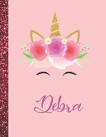 Debra: Debra Marble Size Unicorn SketchBook Personalized White Paper for Girls and Kids to Drawing and Sketching Doodle Taking Note Size 8.5 x 11 1658504046 Book Cover