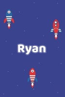 Ryan: Vornamen Notizbuch f�r Jungen und M�nner - Notizbuch, Notizheft oder Schreibheft f�r Schule, Uni, Beruf, Job oder Einschulung mit Raketen ( Weltall )- 120 Seiten - Punkteraster - Format 6x9 ca. 1676285970 Book Cover
