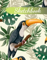 Sketchbook: 8.5X11 inches notebook, blank page journal , 100 pages plank paper for sketcher, girls , women , flower lover , lovely and beautiful ... , hand-drawn collection , horn bill and leafs 1670267245 Book Cover