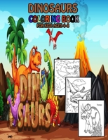 Dinosaurs Coloring Book for Kids Ages 4-8: Great Gift for Boys & Girls, Ages 4-8, Big Dinosaur Coloring Book with 55 Unique Illustrations Including T- B08XL6J6C4 Book Cover