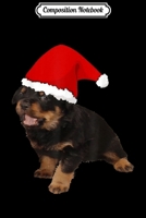 Composition Notebook: Cute Rottweiler Puppy Wearing Cartoon Santa Hat Journal/Notebook Blank Lined Ruled 6x9 100 Pages 1709880791 Book Cover