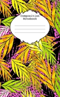 Composition Notebook: tropical jungle on leopard print, small notebook, wide ruled, 75 pages, 5" x 8" 1087117275 Book Cover