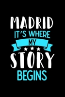 Madrid It's Where My Story Begins: Madrid Dot Grid 6x9 Dotted Bullet Journal and Notebook 120 Pages 1673544576 Book Cover