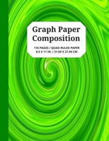 Graph Paper Composition: 5x5 Grid Paper Notebook with Unique Green Spiral Design Book Cover, 116 Quad Ruled Pages for Student Projects, Games and More, 8.5 x 11 Inches 1670043479 Book Cover