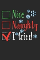 Nice Naughty I Tried: Funny Santa's List Notebook JournalDiaryOrganizer Gift For Christmas and Birthday (6x9) 100 Pages Blank Lined Composition College Ruled For Christmas Souvenir Present for Friends 1711859524 Book Cover