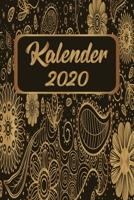 Kalender 2020: Kalender DIN A5 2020 1 Tag = 1 Seite mit gro�em Tagesplaner und gro�artiger �bersicht. Monats�bersicht, Erinnerung und Notizen in diesem Kalenderbuch. Gold Schwarz Blumen Retro Vintage 1677616695 Book Cover