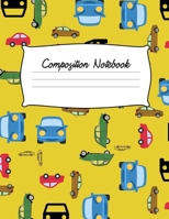 Composition Notebook: Cars on Yellow Background 100 pages Wide Rule NoteBook 108977110X Book Cover