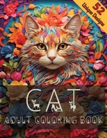 Cat Adult Coloring Book: 52 Unique Designs, cats & flowers stress relieving, for adults relaxation, animal coloring book (Mindfulness Coloring) B0CR1J73JJ Book Cover