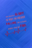 Our Greatest Glory Is Not In Never Falling, But In Rising Every Time We Fail: All Purpose 6x9 Blank Lined Notebook Journal Way Better Than A Card Trendy Unique Gift Blue Texture Fail 1708899111 Book Cover