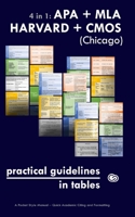 4 in 1: APA + MLA + HARVARD + CMOS (Chicago) Practical Guidelines in Tables: A Pocket Style Manual - Quick Academic Citing and Formatting B0849ZTLCB Book Cover