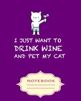 I JUST WANT TO DRINK WINE AND PET MY CAT: Notebooks are a very essential part for taking notes, as a diary, writing thoughts and inspirations, ... goals,for homework, planning and organizing. 1700186035 Book Cover