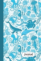 Journal: Blue Humpback Whale & Dolphin Diary with Blank Lined Notebook Paper 1710277831 Book Cover