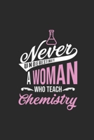 Never Underestimate A Woman Who Teach Chemistry: Dotted Bullet Notebook (6 x 9 - 120 pages) Teachers Notebook for Daily Journal, Diary, and Gift 1674251025 Book Cover