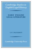 Early English Legal Literature 0521116686 Book Cover