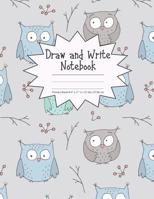 Draw and Write Notebook Primary Ruled 8.5 x 11 in / 21.59 x 27.94 cm: Children's Composition Book, Blue, Brown and Green Owls Birds Cover, P853 1078212031 Book Cover