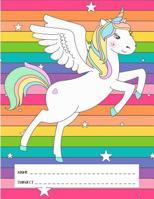 Primary Story Journal: Dotted Midline and Picture Space Grades K-2 School Exercise Notebook Rainbow Pink Unicorn 1075436176 Book Cover