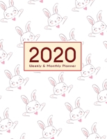 2020 Planner Weekly & Monthly 8.5x11 Inch: Pretty Happy Rabbit One Year Weekly and Monthly Planner + Calendar Views 1699084556 Book Cover