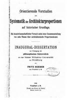 Orientierende Vorstudien Zur Systematik Der Architekturproportionen Auf Historischer Grundlage 1534996362 Book Cover
