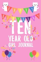 Ten Year Old Girl Journal: 6x9" Cute 10 Year Old Birthday Cat Dot Bullet Notebook/Journal Gift For Girls 1697564747 Book Cover