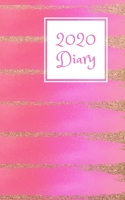2020 Diary: 5x8  week to a page planner with 12 monthly planners. Lined paper pages after diary for all your notes. Perfect for general use, small ... Pink design with gold glitter effect 1689981539 Book Cover