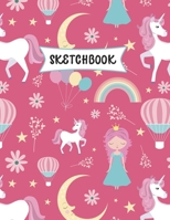 Sketchbook: Cute Cartoon Unicorn Sketch Book for Kids Practice Drawing and Doodling Sketching Book for Toddlers & Tweens 1707834709 Book Cover