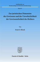 Zur Juristischen Dimension Des Gewissens Und Der Unverletzlichkeit Der Gewissensfreiheit Des Richters 3428043693 Book Cover