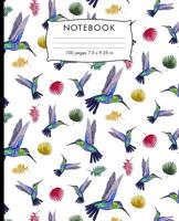 Notebook: Hummingbird colorful pattern Composition Notebook. 100 pages Wide Ruled Book 7.5 x 9.25 in journal for elementary students, teachers, girls, boys, kids, college students. 1080155899 Book Cover