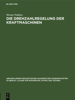 Die Drehzahlregelung Der Kraftmaschinen 3112550471 Book Cover