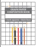 Graph Paper Composition Book, 1 inch square - thick lines: One inch Square Grid (with Margins) Notebook 1077079842 Book Cover